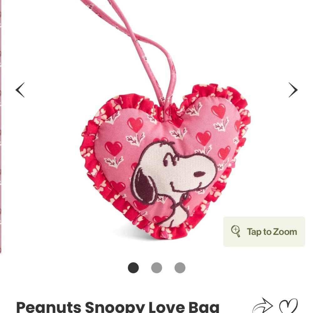 Vera Bradley Pink Heart Bag Charm with Red Accents - Peanuts